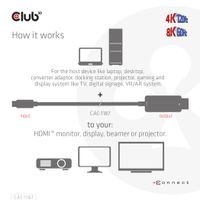 CLUB3D MiniDisplayPort 1.4 to HDMI 4K120Hz or 8K60Hz HDR10+ Cable M/M 1.8m / 6ft - thumbnail