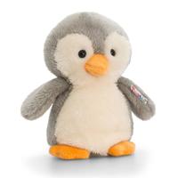 Pinguin - pluche knuffel - grijs/wit - 14 cm