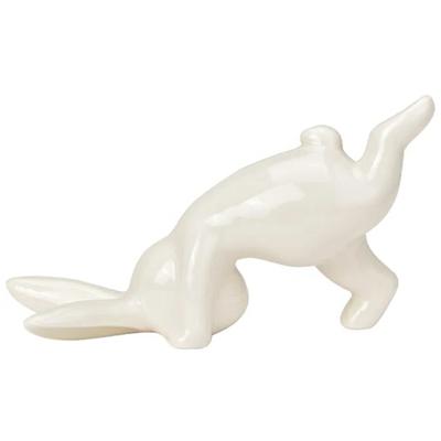 Decoratie beeld paashaas - handstand - wit - 18 cm - haas / konijn - paasdecoratie