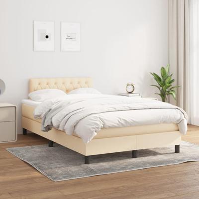 Boxspring met matras stof crèmekleurig 120x200 cm