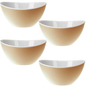 4x stuks Onbreekbare kommetjes/schaaltjes - beige - kunststof - 330 ml