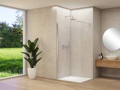 Inloopdouche Van Rijn Products ST01 90x200 cm 8 mm Helder Ribbel Glas Incl. Beslag met Muurprofiel en Stabilisatiestang Chroom