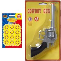 Verkleed speelgoed revolver/pistool metaal 8 schots met plaffertjes - Verkleedattributen - thumbnail