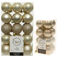 Kerstversiering kunststof kerstballen parel/champagne 4-6 cm pakket van 46x stuks - thumbnail