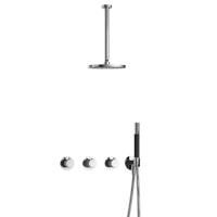 Hotbath Cobber X - CX7067 - Inbouw Regendoucheset - Chroom - 2 Stopkranen - Thermostatisch - Plafondbuis 30 cm - Hoofddouche 200 mm - Staafhanddouche - Waterbesparend