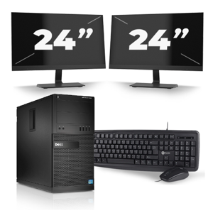 Dell Optiplex XE2 Micro Tower - Intel Core i7-4e Generatie - 16GB RAM - 256GB SSD - Windows 10 + 2x 24 inch Monitor