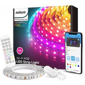 Nince Smart Ledstrip 5 Meter Wifi - SMD 5050 RGB LED - Led strip 2022 Model - Geschikt voor iOS en Android