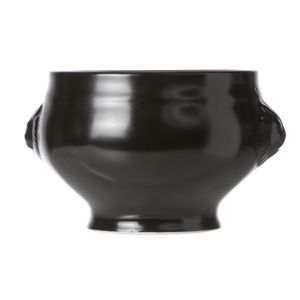 Zwarte soepkommen met leeuwenkop van porselein 11 cm rond