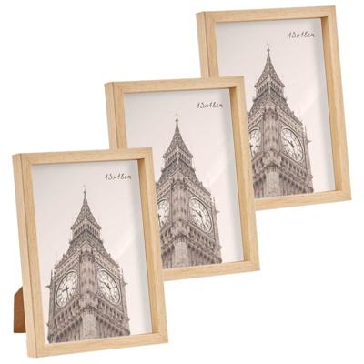 Fotolijst - 3x stuks - houtlook - kunststof/glas - 15 x 20 cm - voor foto van 13 x 18 cm - staand/ha Fotolijst - 3x stuks - houtlook - kunststof/glas - 15 x 20 cm - voor foto van 13 x 18 cm - staand/ha