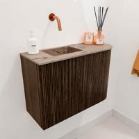 Toiletmeubel Mondiaz Joya Dlux | 61.6 cm | Meubelkleur Walnut | Faye wastafel Arena Wasbak Links | Zonder kraangat(en) Toiletmeubel Mondiaz Joya Dlux | 61.6 cm | Meubelkleur Walnut | Faye wastafel Arena Wasbak Links | Zonder kraangat(en)