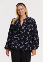 Yoek Blouse LOOPS | Zwart | Maat 42/44