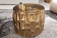 Ronde salontafel ORGANIC ORIENT 55cm goud metaal gehamerd 3D ontwerp handgemaakt - 40227