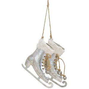 2x Kerstboomhangers zilveren schaatsen 14 cm kerstversiering