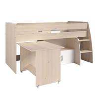 Leen Bakker - Halfhoogslaper Charly - Acaciakleur - 110x113,8x206,3 Cm - Spaanplaat - Wit#Bruin - 113.8x110x206.3 Cm