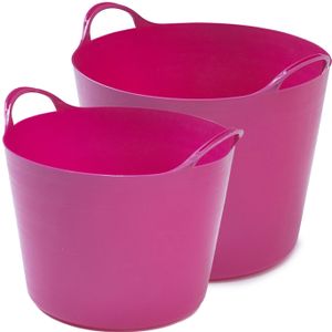 Flexibele emmers - 2x stuks - 14 liter en 26 liter - roze