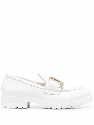 Love Moschino mocassins en cuir à plaque logo - Blanc