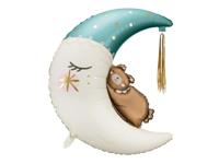 Folieballon Teddybeer Op Maan Blauw (80x98cm)