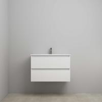 On-Line Onderkast - 80 cm - Voorgemonteerd - Porseleinen Wastafel - 1 Kraangat - Hoogglans Wit