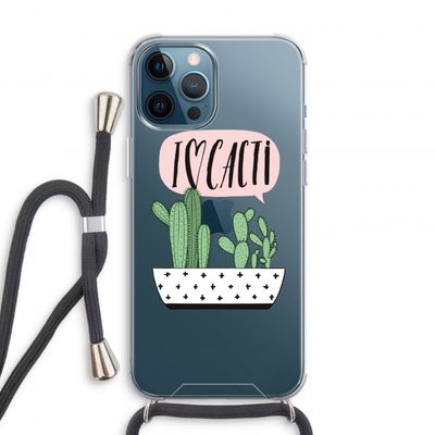 I love cacti: iPhone 12 Pro Transparant Hoesje met koord