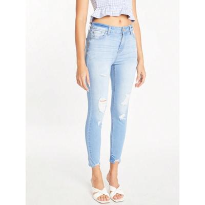 High Rise Skinny Jeans - Light Wash High Stretch Denim Mom Fit US11