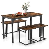 Eettafel met Bank en 2 Krukken Set van 4 Keukentafel Industriële Eetgroep voor Keuken Bartafel met Stoelen Vintage Zitgroep