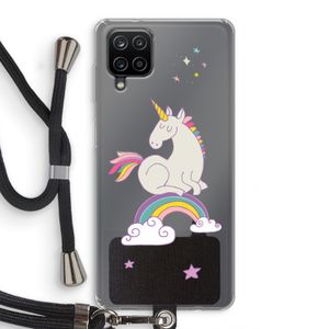 Regenboog eenhoorn: Samsung Galaxy A12 Transparant Hoesje met koord