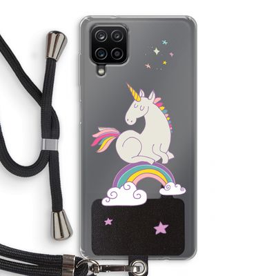 Regenboog eenhoorn: Samsung Galaxy A12 Transparant Hoesje met koord