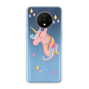 Roze eenhoorn: OnePlus 7T Transparant Hoesje