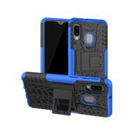 Band textuur TPU + PC schokbestendig geval voor Galaxy A20e/A10e met houder (blauw)
