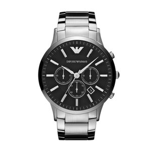 Emporio Armani AR2460 Horloge Renato staal zilverkleurig-zwart 46 mm