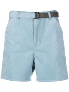 sacai short en daim artificiel à taille ceinturée - Bleu