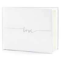 Gastenboek/receptieboek Love - Bruiloft - wit/zilver - 24 x 18,5 cm - thumbnail