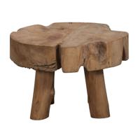 Leen Bakker - Bijzettafel Tjeu - Teak - 30xØ45 Cm - Teakhout - Bruin