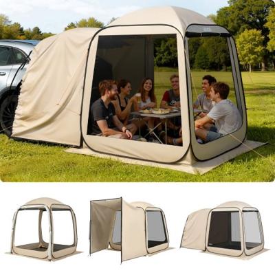 VEVOR Campingtent, 182,88 x 182,88 cm, pop-up tent voor de achterklep van een SUV, draagbare partytent voor 4-6 personen met draagtas, zijwanden van gaas, voor kamperen, tuinieren en buitenactiviteiten, beige