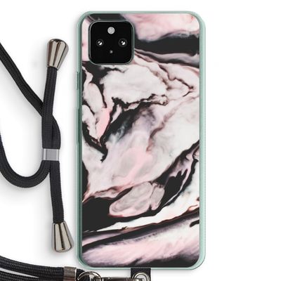 Roze stroom: Pixel 5a 5G Transparant Hoesje met koord