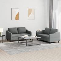 2-delige Loungeset met kussens stof donkergrijs