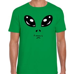 Alien gezicht fun verkleed t-shirt groen voor heren