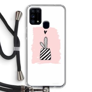 Zwart-wit cactus: Samsung Galaxy M31 Transparant Hoesje met koord