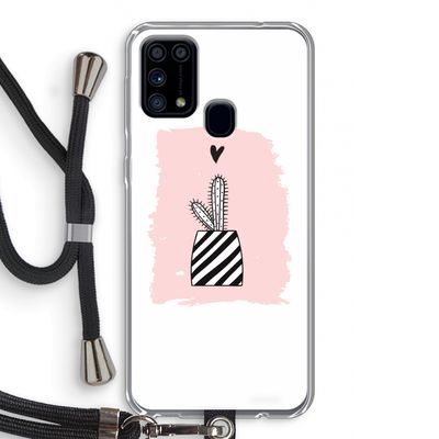 Zwart-wit cactus: Samsung Galaxy M31 Transparant Hoesje met koord