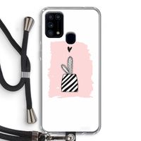 Zwart-wit cactus: Samsung Galaxy M31 Transparant Hoesje met koord