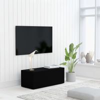 Tv-meubel 80x34x30 cm spaanplaat zwart - thumbnail