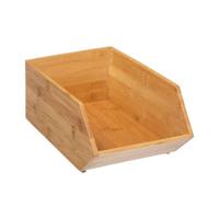 5Five Stapelbare opbergmand 1 vaks organizer - L18 x B31 x H12 cm - bamboe hout - lichtbruin - Opbergmanden - thumbnail