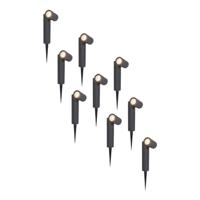 Set van 9 Pinero LED prikspots - GU10 5 Watt 400 lumen - Dimbaar - Kantelbaar - 4000K neutraal wit - IP65 waterdicht - Zwart - Tuinspot