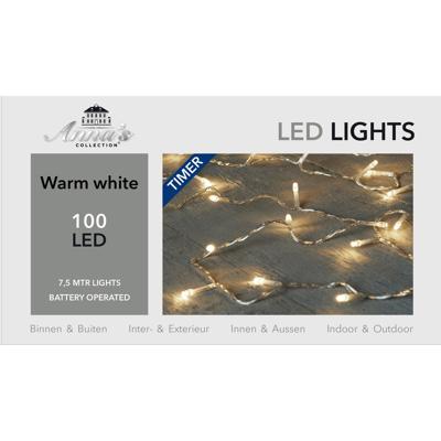 Kerstverlichting - op batterij - 7.5 meter - Lichtsnoer transparant - met 100 leds Kerstverlichting - op batterij - 7.5 meter - Lichtsnoer transparant - met 100 leds