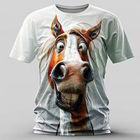 Grafisch Paard Retro vintage Casual Street Style Voor heren 3D-afdrukken T-shirt Buitensporten Feestdagen Uitgaan T-shirt Rood blauw Oranje Korte mouw Strakke ronde hals Overhemd Lente zomer Kleding Lightinthebox