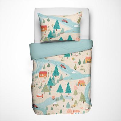 Dekbedovertrek Katoen Happy Roads 140x200 Cm Fresh And Co Kids - Dekbed-Discounter.nl