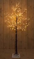 Led Birch Tree Brown With Snow 144L/160Cm Led Classic Warm - - Annas collection