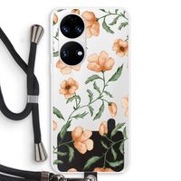 Peachy flowers: Huawei P50 Transparant Hoesje met koord Peachy flowers: Huawei P50 Transparant Hoesje met koord