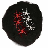 Boland Decoratie spinnenweb/spinrag met spinnen - 100 gram - zwart - Halloween/horror versiering - Feestdecoratievoorwer - thumbnail