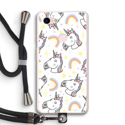 Rainbow Unicorn: Pixel 3 XL Transparant Hoesje met koord